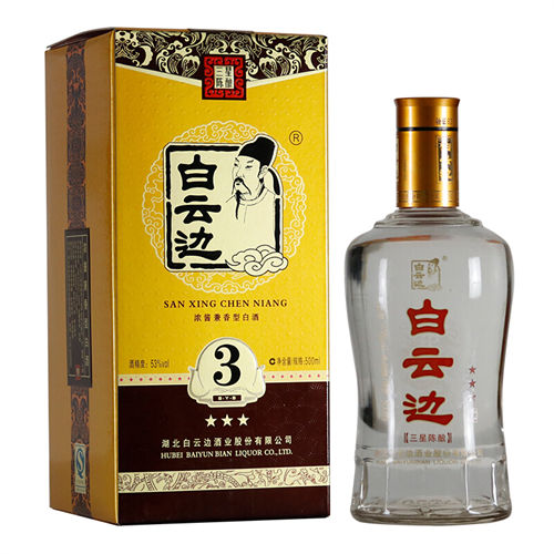 53度白云边三星陈酿浓酱兼香型白酒500ml市场价格